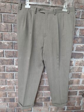 Lauren Ralph Lauren Cuffed Pant Mens 38x28 Brown 100% Wool Double Pleated FLAW